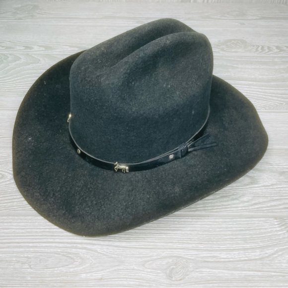 Bullhide Monte Carlo Black Wool Western Cowboy Hat kids xl & vintage hat box - Picture 5 of 13